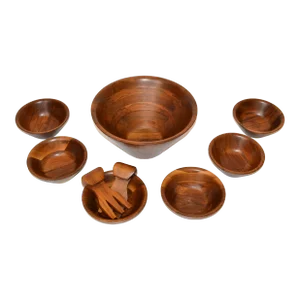 1970s Handmade American Arts and Crafts Burl Walnut 9 Piece Salad Bowl Set