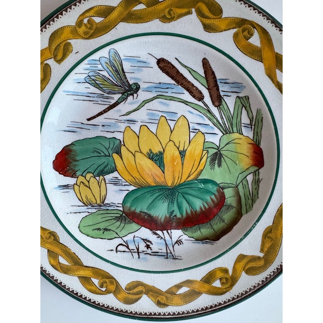 Late 19th Century Antique Wedgwood Dragonfly & Water Lily Cabinet Plate, 10” For Sale - Image 5 of 8