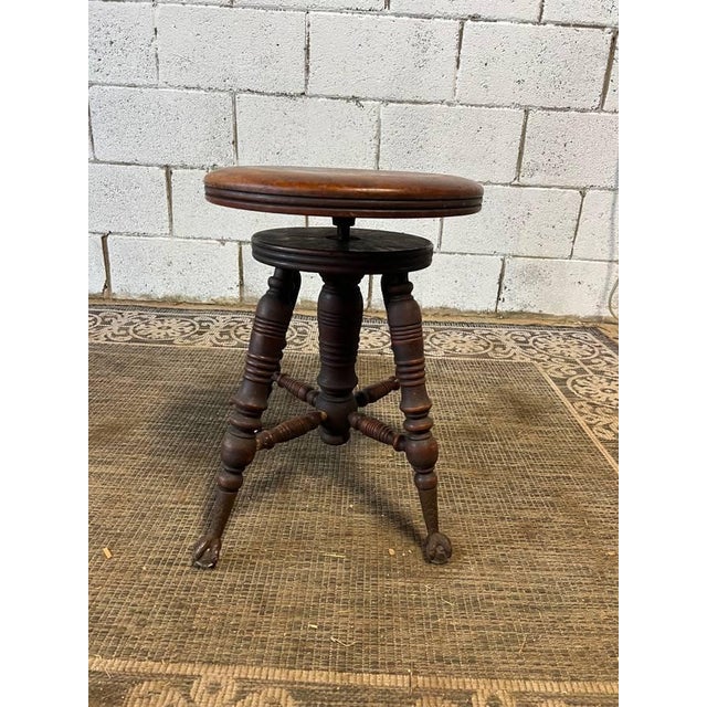 19th Century Antique Claw and Ball Foot Piano Stool For Sale - Image 4 of 10