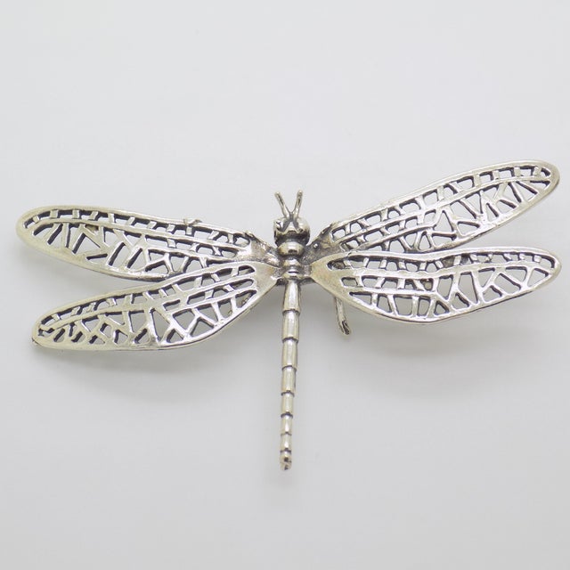 1980s Vintage Italian Handmade Silver Life Size Dragonfly Figurine, 1980s For Sale - Image 5 of 11