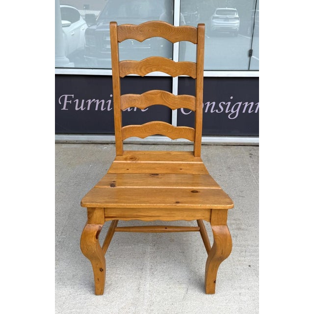 Brown 7 Piece Solid Pine Farmhouse Style Round Dining Set For Sale - Image 8 of 18