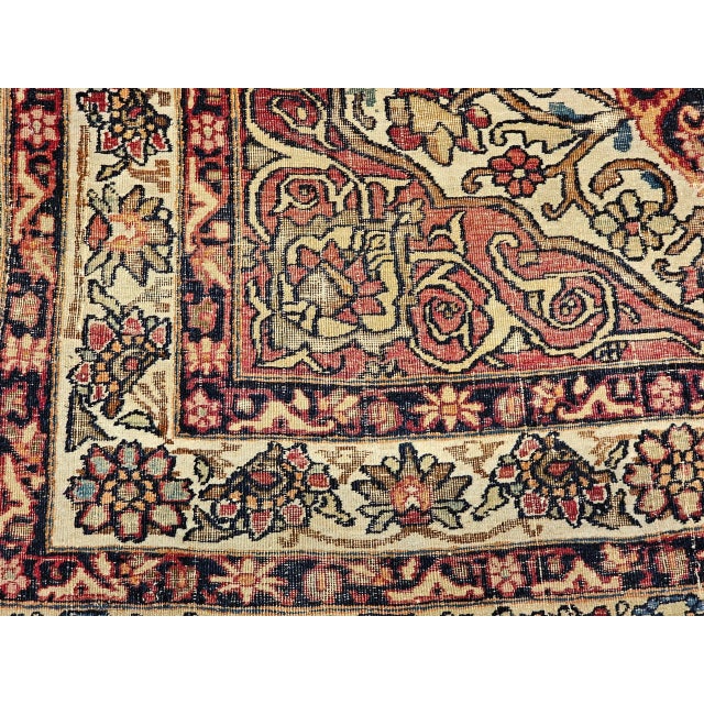 Antique Kerman Lavar Area Rug, Floral Design, Wool, 1880s For Sale - Image 10 of 12