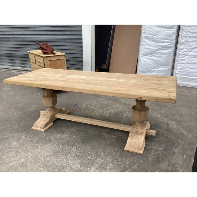 Wood French Oak Farmhouse Table/ Stripped & Sanded For Sale - Image 7 of 11