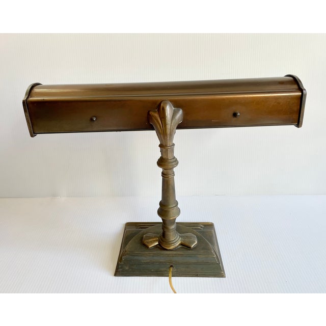 Mid 20th Century Mid 20th Century Art Deco Brass Library Bankers Desk Lamp For Sale - Image 5 of 12