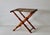 Vintage French Beechwood and Tapestry Folding Luggage Rack Nailhead Detail For Sale - Image 4 of 18