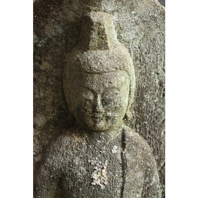 Stone Antique Japanese Stone Buddha Statue of Kannon Bodhisattva (Seated) / Edo Period / 1750-1850 For Sale - Image 7 of 14