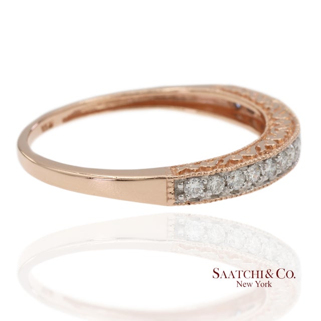 14K Rose Gold Engraving and Milgrain Natural Diamond Band Ring Metal Type: 14K Solid Rose Gold Total Item Weight: 2.2...