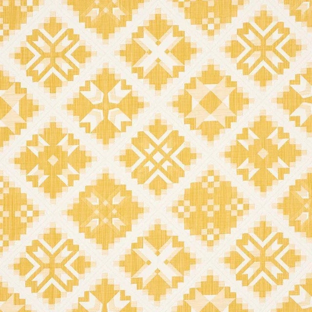 Sample - Schumacher Tristan Patchwork Fabric in Yellow For Sale