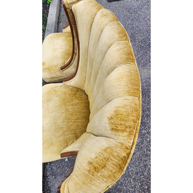 Pair of Vintage Hollywood Regency Shell Back Slipper Chairs, 1940s Style For Sale - Image 11 of 18