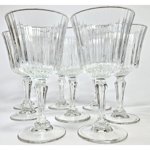 Glass Fluted French Water Goblets- Set of Eight For Sale - Image 7 of 12