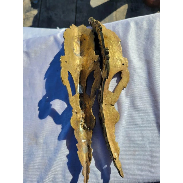 19th Century 19th C French Ormolu Bronze Mounts Pair Gilt Gold Female Face Appliques For Sale - Image 5 of 13