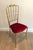 Red 1940s Italian Brass Chiavari Chair and Stool, Seats Covered in Red Velvet- 2 Pieces For Sale - Image 8 of 12