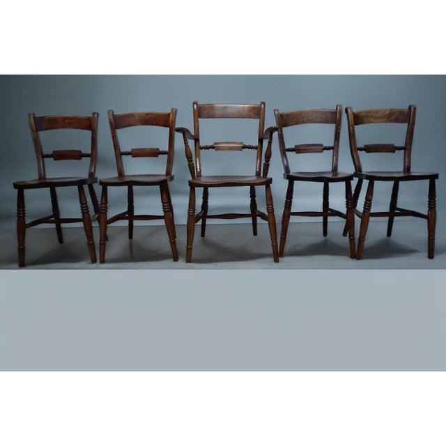 English Oxford Windsor Chairs, 1860s, Set of 5 For Sale - Image 6 of 18