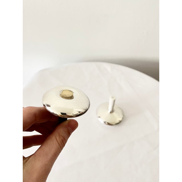 Vintage Art Deco Silver-Plated Salt Pepper Set by Hjordis Haugaard, 1930s, Set of 2 For Sale - Image 6 of 10