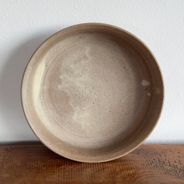 Mid 20th Century Rustic Round Stoneware Serving Dish For Sale - Image 5 of 5