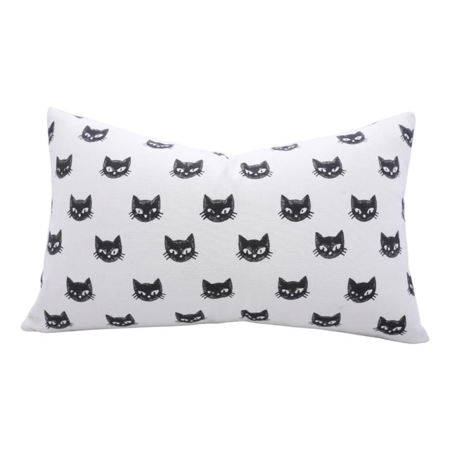 Fabdivine Black Cat Halloween Pillow Cover Handmade Cotton Decorative Cushion for Sofa & Living Room Size-18x18- Kitty For Sale