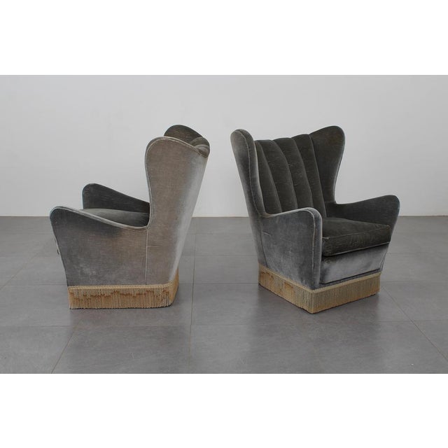 Green Mid-Century Green-Gray Velvet Armchairs attributed to G. Veronesi for ISA, Italy, 1950s, Set of 2 For Sale - Image 8 of 18