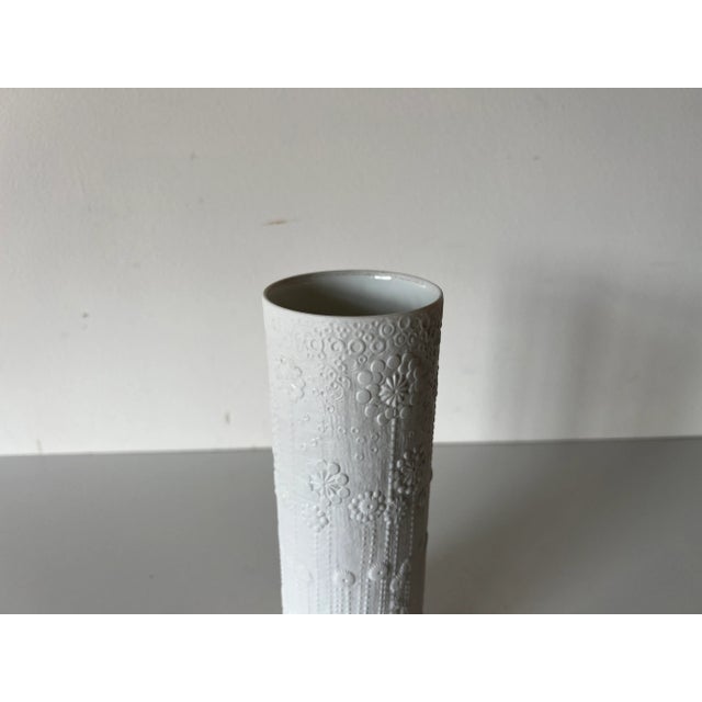 Vintage White Matte Flowers Relief Porcelain Vase by Rosenthal Studios For Sale In Miami - Image 6 of 13