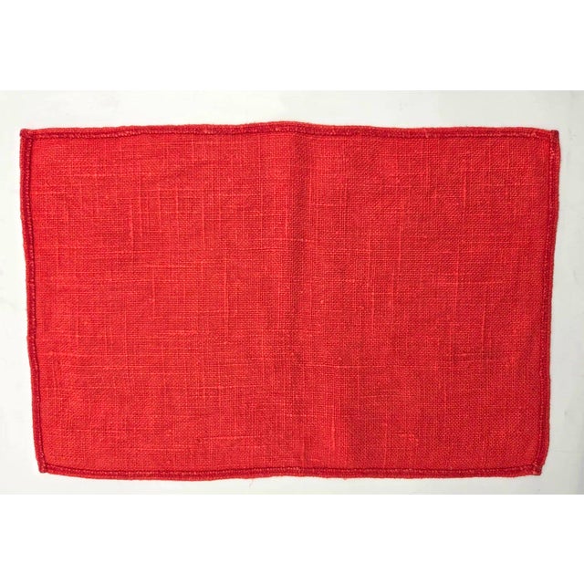1970s 1970s Dansk Ritva Puotila Red Woven Linen Placemats, Set of 4 For Sale - Image 5 of 7