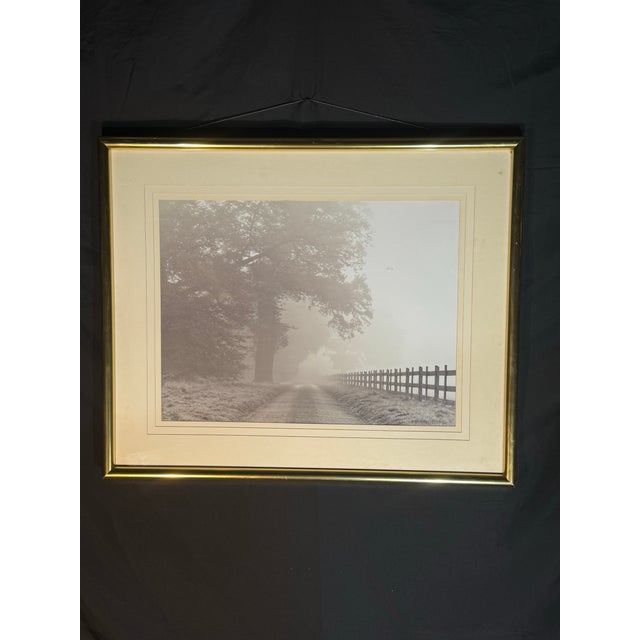 Mid 20th Century Misty Country Road Black and White Photograph in Gold Frame For Sale In Miami - Image 6 of 8