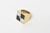 Modern Vintage Italian 18k Gold, Onyx and Mother of Pearl Geometric Ring, Size 7 For Sale - Image 3 of 9