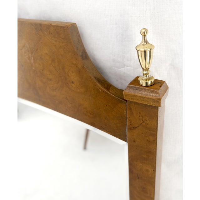 Mid-Century Modern Pair of Hollywood Regency Burl Wood 33x55 Rectangle Wall Mirrors MINT For Sale - Image 3 of 10