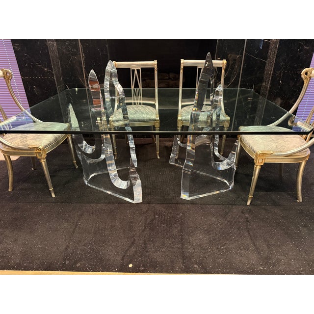1970s Rare Lucite/Glass Dining Table and 6 Chairs For Sale - Image 11 of 11