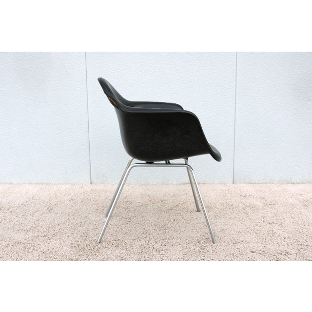 Metal Vintage Mid-Century Modern Herman Miller Eames Molded Fiberglass Black Armchair For Sale - Image 7 of 12