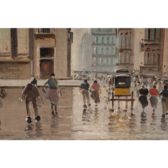 B. Ciappa, Animated European City Square with Carriage and Figures, Oil on Panel For Sale - Image 6 of 15