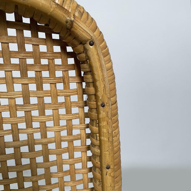 Italian Modern Rattan and Black Metal Chairs, 1960s, Set of 6 For Sale - Image 9 of 13