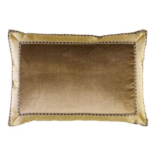 Schumacher Allure Metallic Tape Pillow in Hazel For Sale
