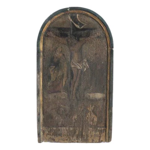 Portuguese School Artist, Calvary, 16th-17th Century, Oil on Wood For Sale