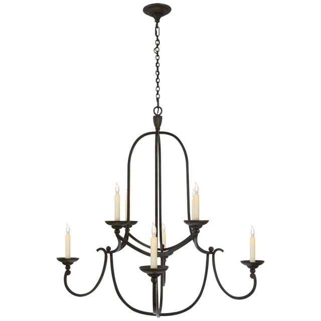 Flemish Medium Round Chandelier in Aged Iron Designer: Chapman & Myers Canopy: 5.5" Round Mounting: Chain Shade Detail: No...
