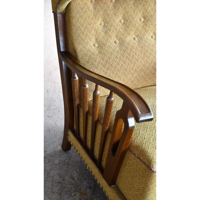 Danish Modern 1950s Highback Lounge Wing Chair With Wooden Armrests For Sale In New York - Image 6 of 8