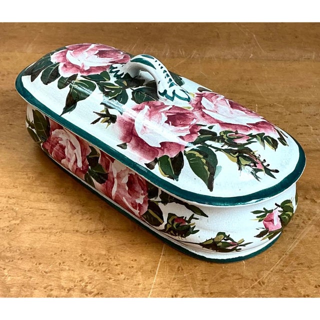 Vintage Rose Motif Porcelain Trinket Box For Sale In West Palm - Image 6 of 12