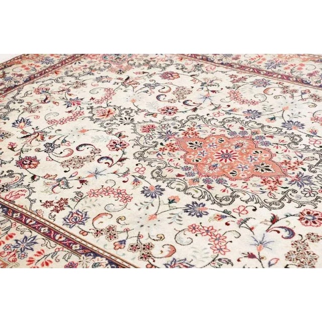 Textile Middle Eastern Hand-Knotted Kashan Rug For Sale - Image 7 of 11