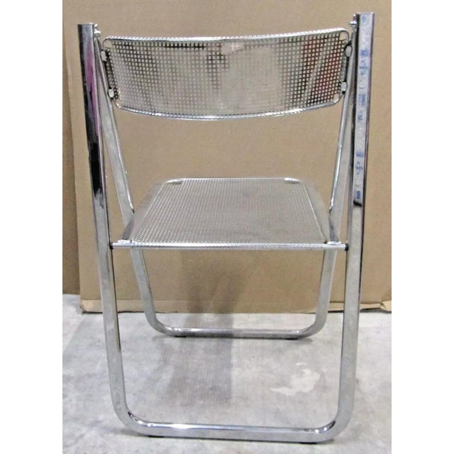 Chrome Matching Pair of Perforated Chrome Tamara Folding Chairs From Arrben, Italy 1970s For Sale - Image 8 of 12