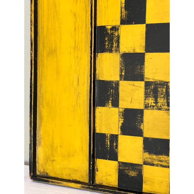Wood 20th Century Folk Art Paint Decorated Game Board in Black and Mustard Yellow For Sale - Image 7 of 10