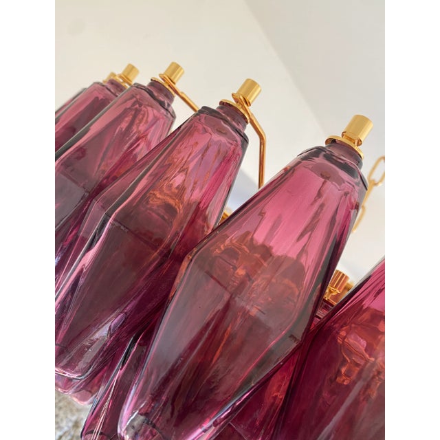 Contemporary Violet Poliedri Murano Glass Chandelier in Venini Style For Sale - Image 6 of 9