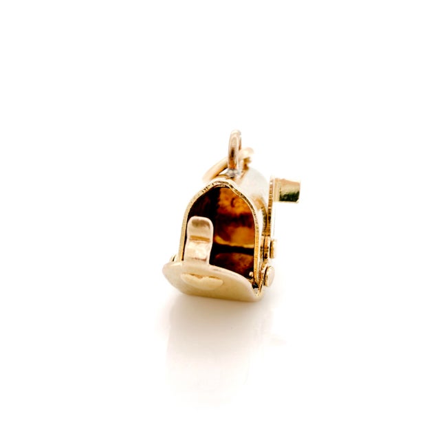Gold Vintage 14k j.m. Fisher Company Articulating Mailbox Charm For Sale - Image 8 of 12