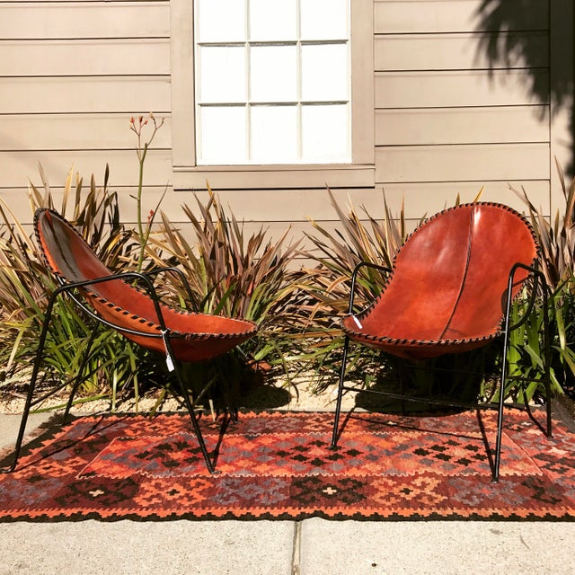 Mexican Modern Leather & Iron Chairs Chairish