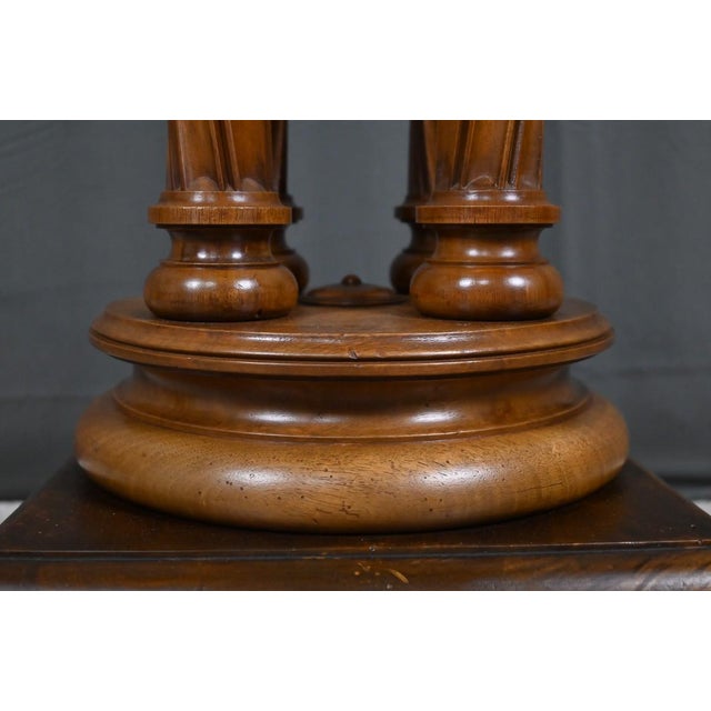 Neo-Gothic Walnut Swivel Side Table, 1900s For Sale - Image 10 of 18