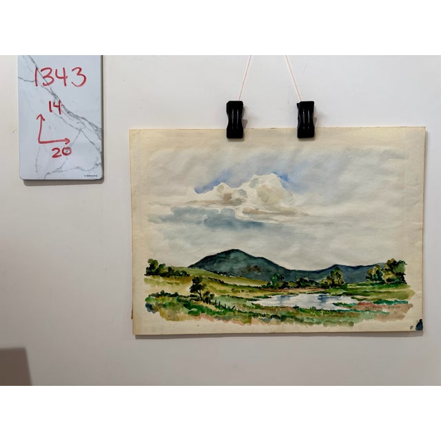 1950s Henry Emil Salloch Original Watercolor on Paper Mountain Valley Pond. For Sale In Atlanta - Image 6 of 6
