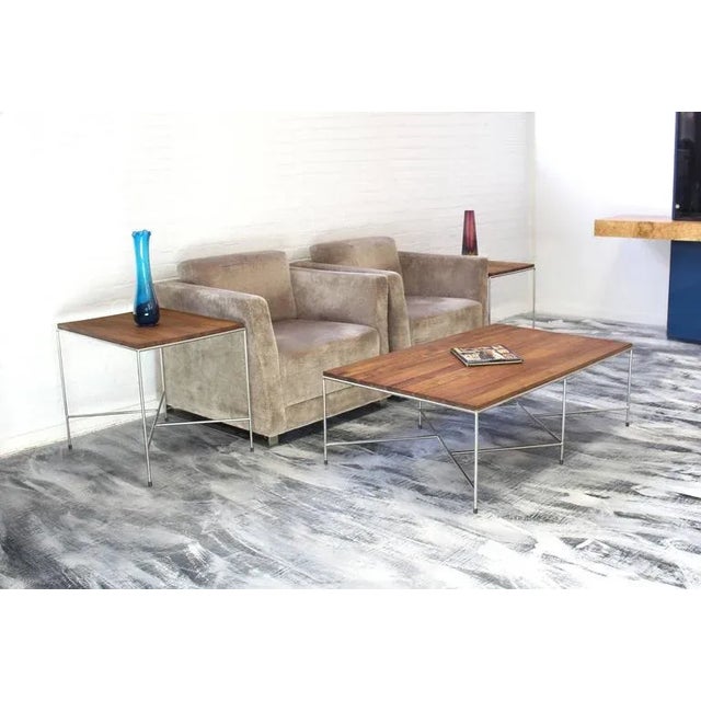 Wood Mid-Century Modern Z-Base Occasional Tables - a Pair For Sale - Image 7 of 11