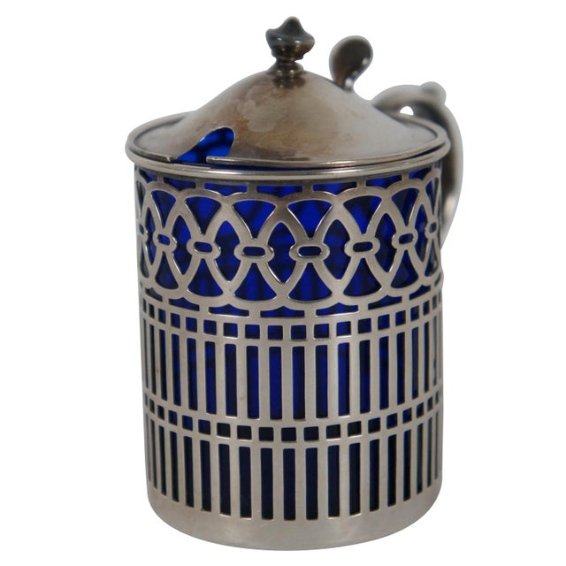 Antique Watson Wilcox & Wagoner 474 Sterling & Cobalt Glass Condiment Pot 46g For Sale - Image 13 of 13