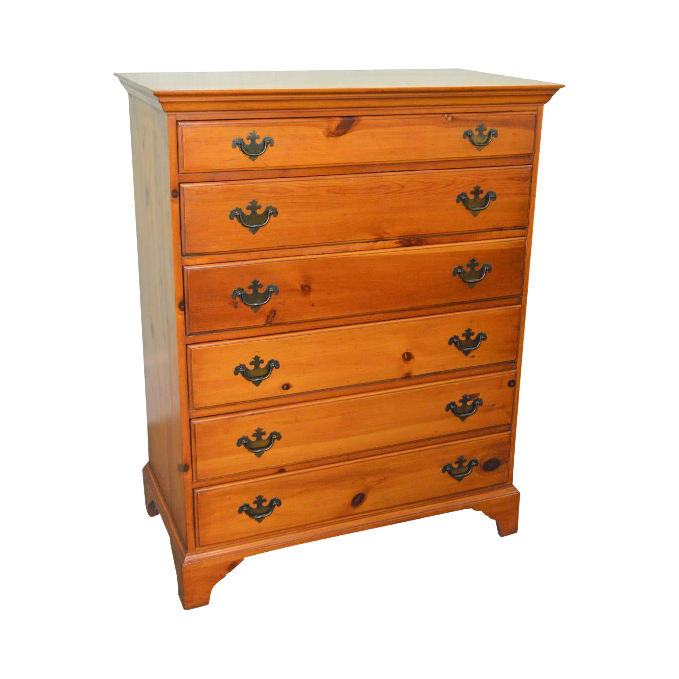 Davis Cabinet Vintage Pilgrim Pine Chippendale Style Tall Chest