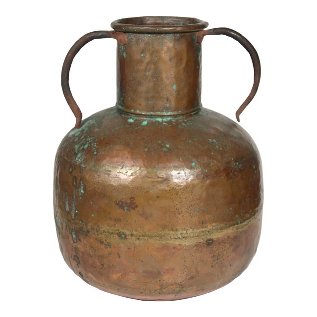 Large French Gourd Shaped Copper Umbrella Stand / Vessel For Sale