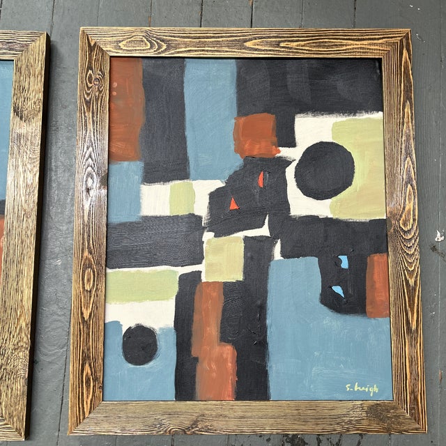 Abstract Two Contemporary Original Abstract Paintings by Stephen Heigh “Reunion 1-2” (Set of Two) For Sale - Image 3 of 9