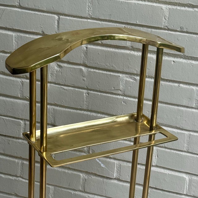 Vintage Brass Valet Stand - Palm Beach Hollywood Regency Dresser Rack - Karl Springer Style For Sale In Mobile - Image 6 of 11