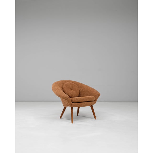 20th Century French Orange Upholstered Armchair with Pillow For Sale - Image 18 of 18
